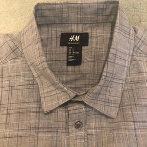 H&M Regular Fit Mens Shirt Grey Size L